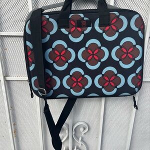 Chloe Dao Laptop Bag carry handles & shoulder strap 16X12X2.5 zip close blk  EUC